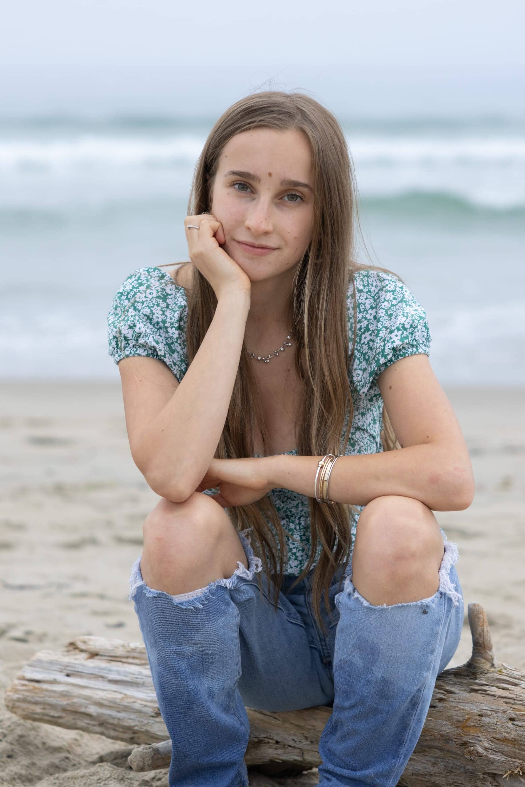 Portrait photographed by the ocean