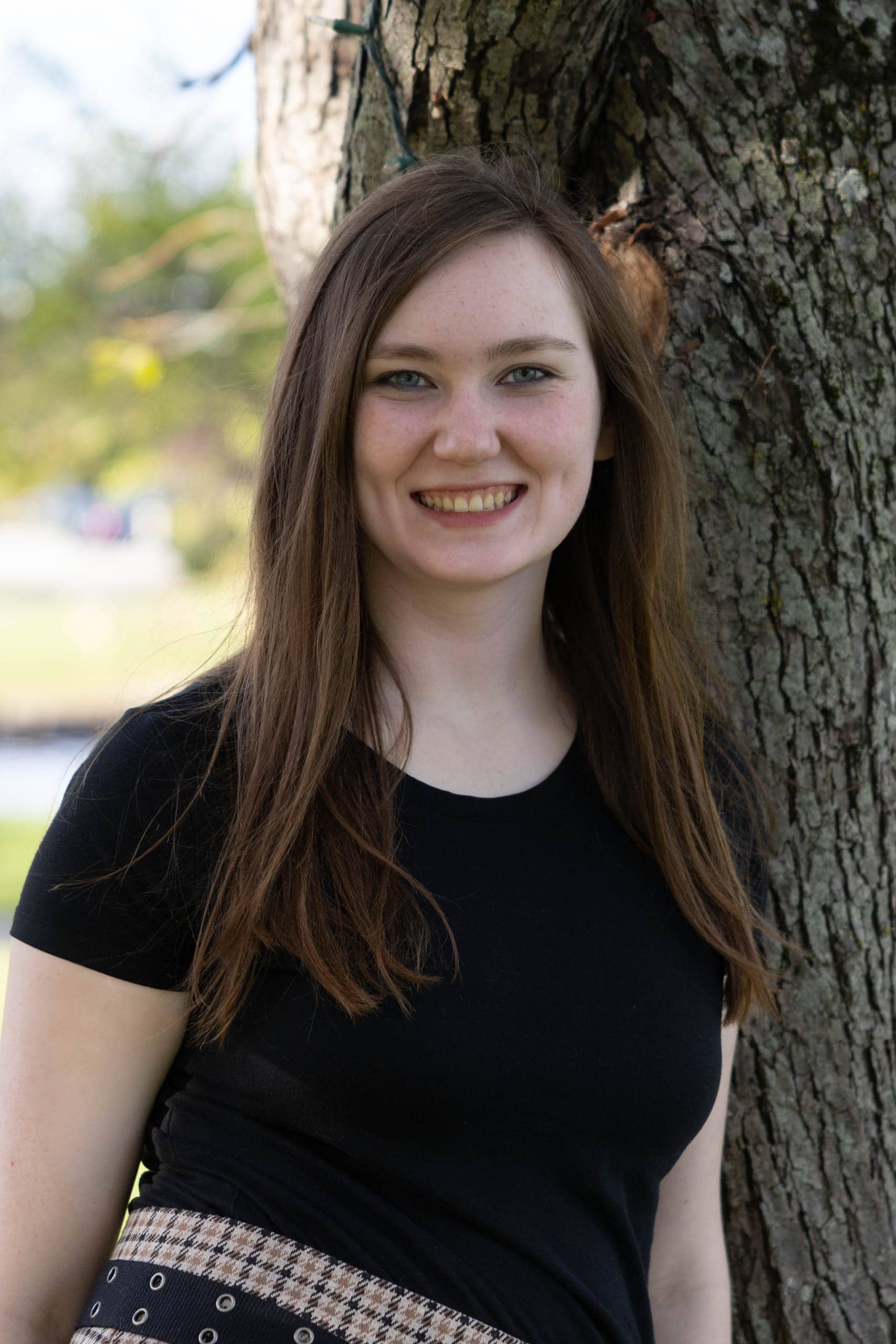 Reece during an outdoor senior portrait session in New Hampshire