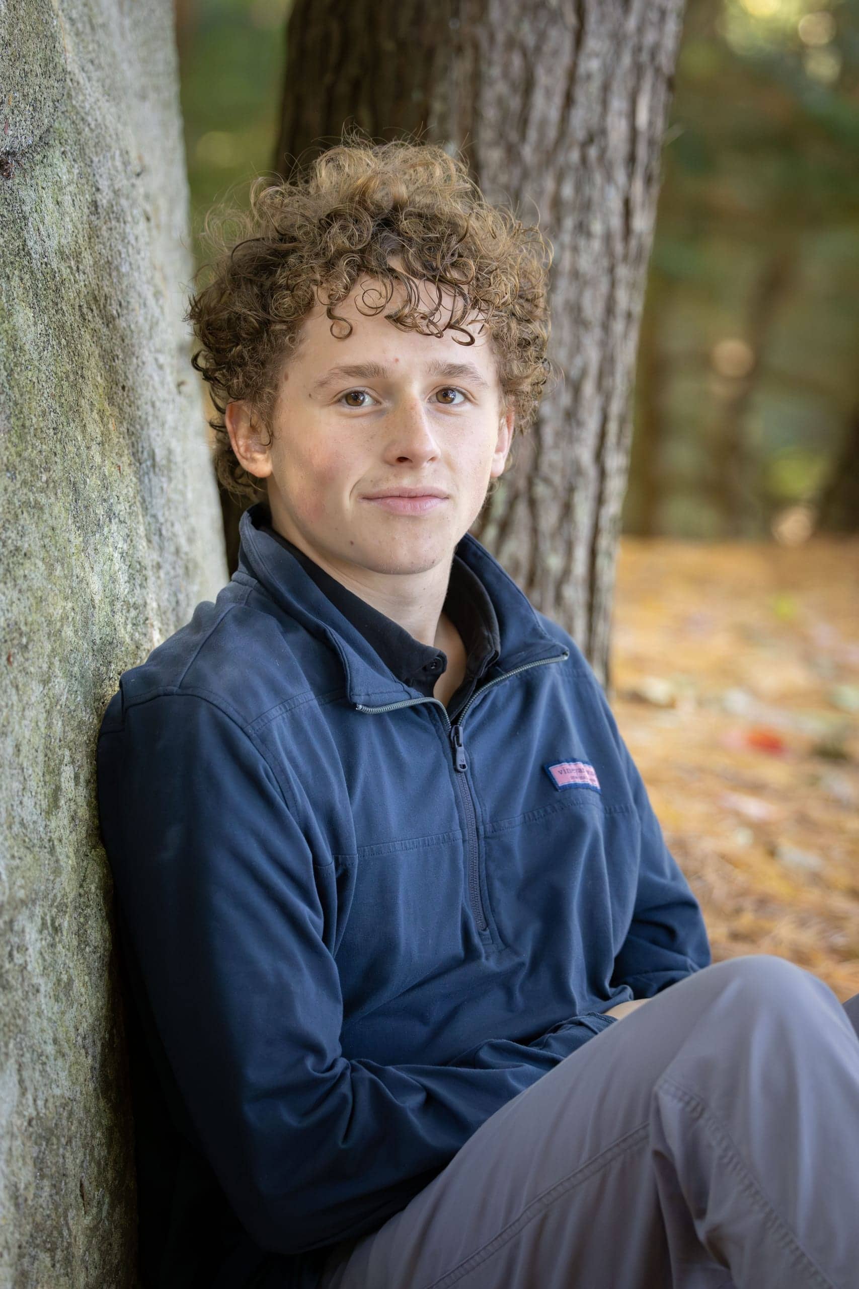 Riley during an outdoor senior portrait session in New Hampshire