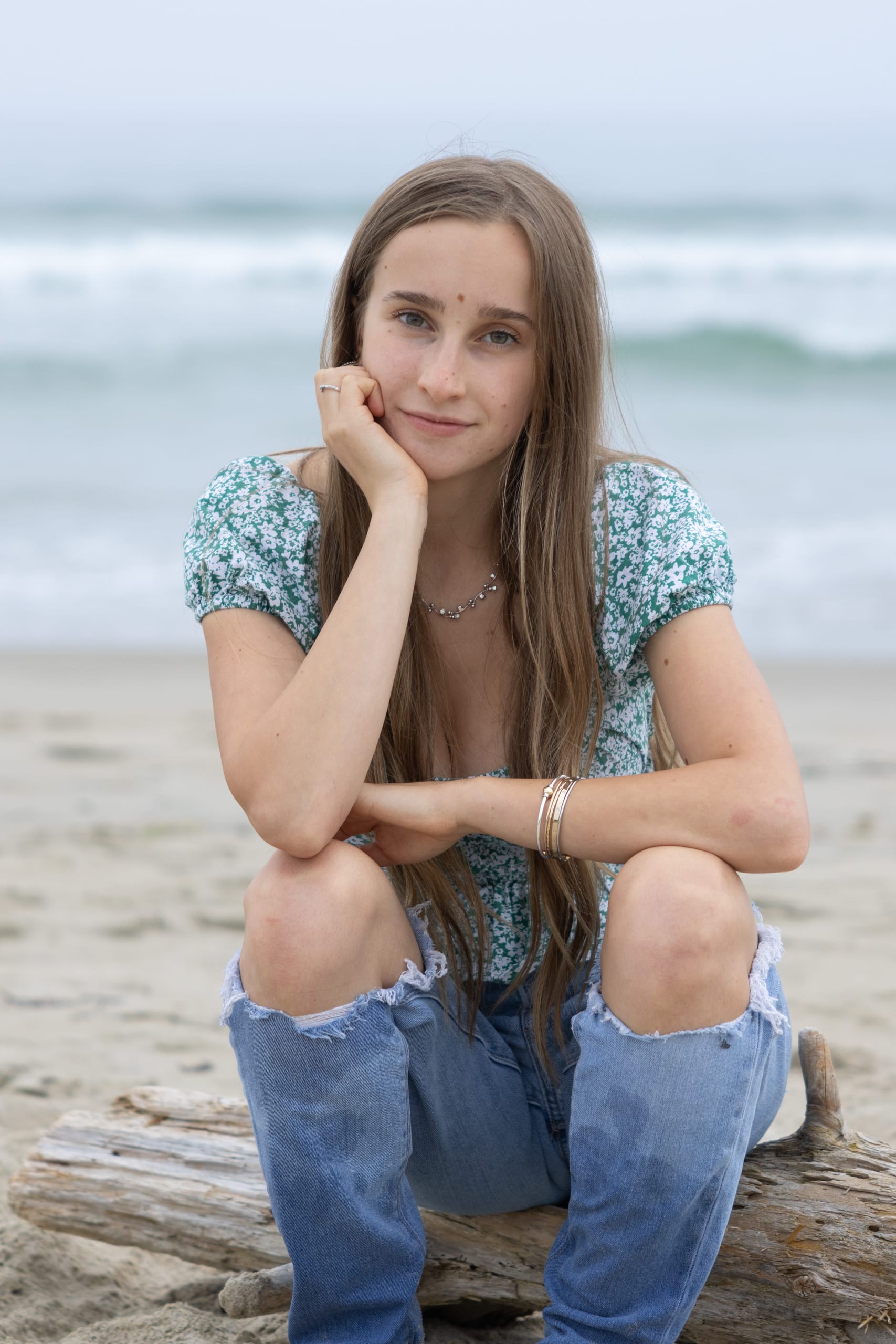 Portrait photographed by the ocean
