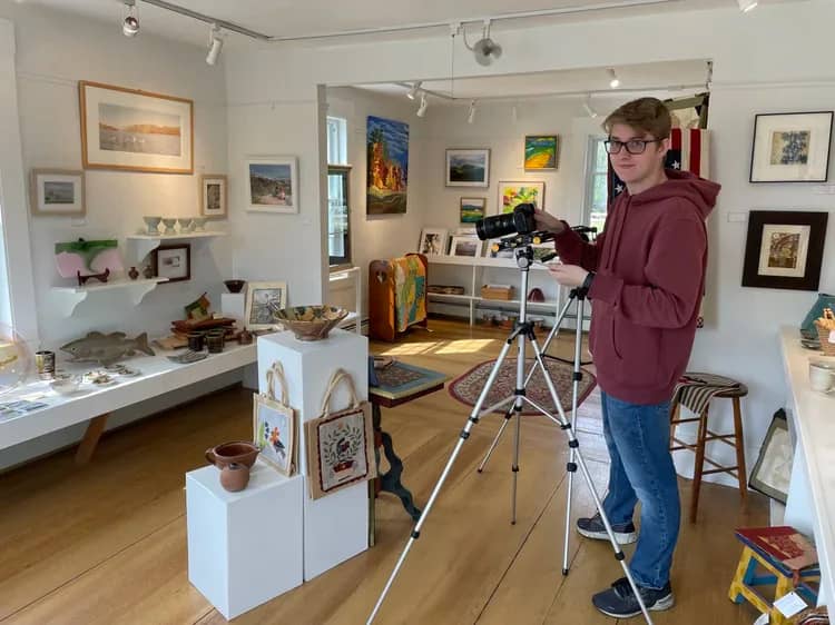 Max Cohen filming inside ArtWorks Gallery