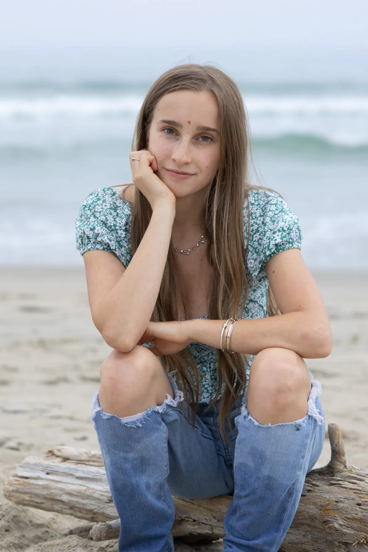 Portrait photographed by the ocean